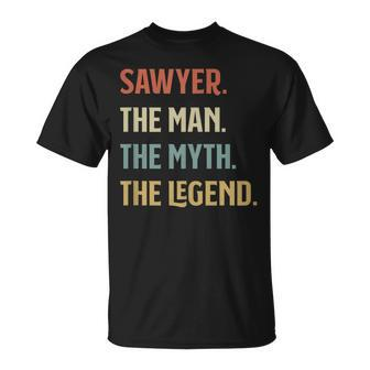 The Name Is Sawyer The Man The Myth And The Legend Gift Unisex T-Shirt | Seseable UK