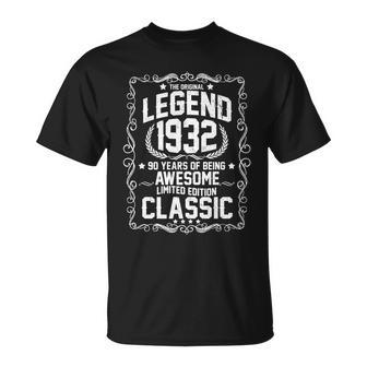 The Original Legend 1932 90Th Birthday Unisex T-Shirt - Monsterry UK