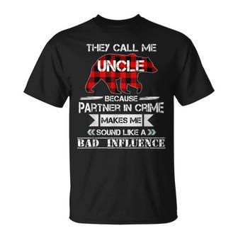They Call Me Uncle Bear Red Plaid Matching Pajama Family Unisex T-Shirt | Mazezy
