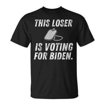 This Loser Is Voting For Biden Anti Trump Military Necklace Unisex T-Shirt | Mazezy