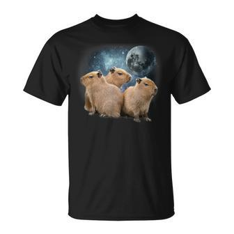Three Capybaras And Moon Funny Capybara Humor Parody Unisex T-Shirt | Mazezy