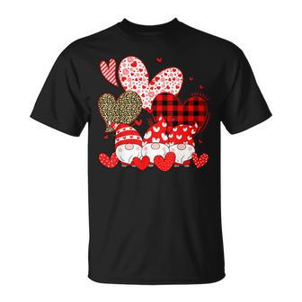 Three Gnomes Holding Hearts Valentines Day For Her V2 T-Shirt - Seseable