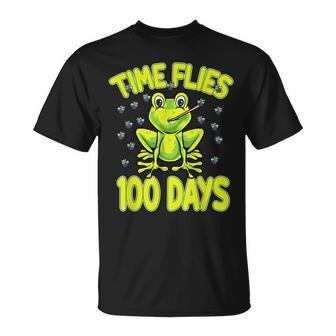 Time Flies Frog 100 Days Of School 100Th Day Student Teacher T-shirt - Thegiftio UK