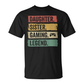 Tochter Schwester Gaming Legende Vintage Video Gamer Girl T-Shirt - Seseable