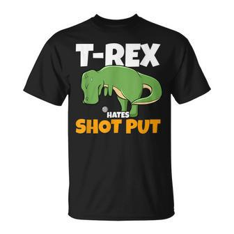 Track And Field Throwing Dino Funny Thrower Shot Put Unisex T-Shirt | Mazezy
