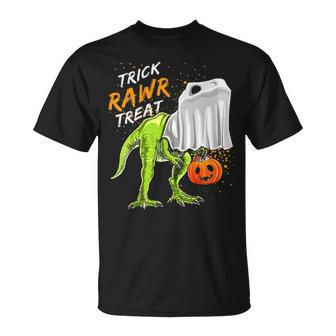 Trick Rawr Treat Halloween T Rex Dinosaur Ghost Gift Boys Unisex T-Shirt - Seseable