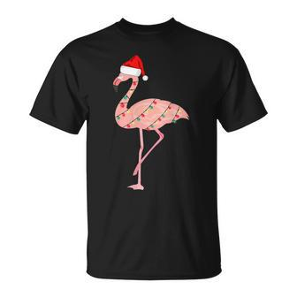 Tropical Christmas Flamingo Hawaiian Christmas Lights T-shirt - Thegiftio UK