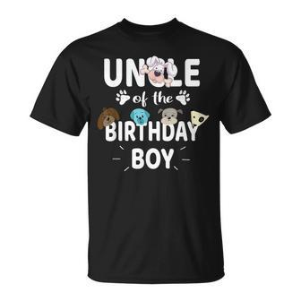 Uncle Of The Birthday Boy Dog Lover Party Puppy Theme Unisex T-Shirt | Mazezy