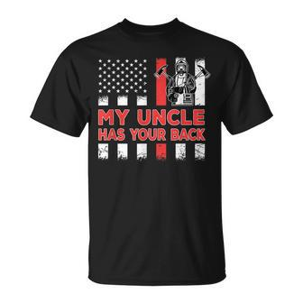My Uncle Has Your Back Proud Firefighter Uncle Veteran T-Shirt - Seseable