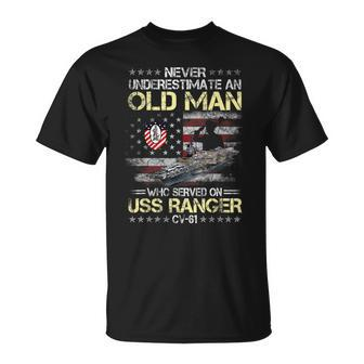Never Underestimate An Old Man Who Served Onuss Ranger Cv-61 T-Shirt - Seseable
