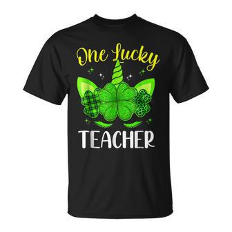 Unicorn One Lucky Teacher Happy St Patrick Day T-Shirt - Seseable