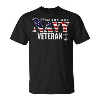 United States Vintage Navy With American Flag For Veteran T-Shirt - Seseable