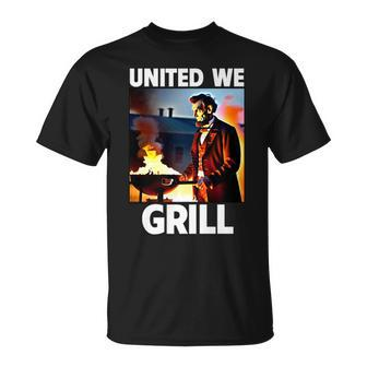United We Grill 4Th Of July Abraham Lincoln Grilling America Unisex T-Shirt | Mazezy