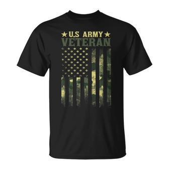 Us Army Veteran Patriotic Military Camouflage American Flag T-Shirt - Seseable
