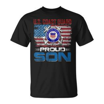 US Coast Guard Proud Son With American Flag T-Shirt - Seseable