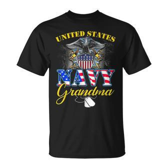 Us Military Navy Grandma With American Flag Veteran Gift Unisex T-Shirt | Mazezy