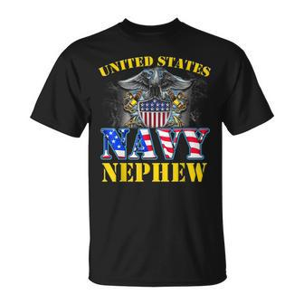 Us Military Navy Nephew With American Flag Veteran Gift Unisex T-Shirt | Mazezy