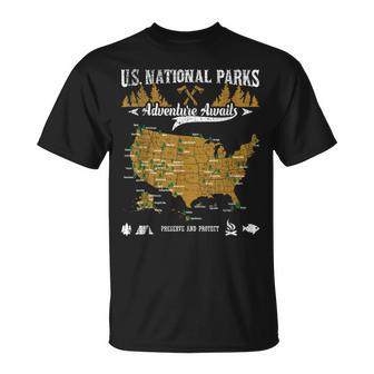 Us National Parks Adventure Awaits - Hiking & Camping Lover Unisex T-Shirt | Mazezy