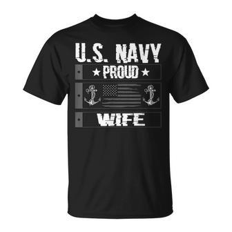 Us Navy Proud Wife Veteran Military Distressed American Flag Unisex T-Shirt | Mazezy