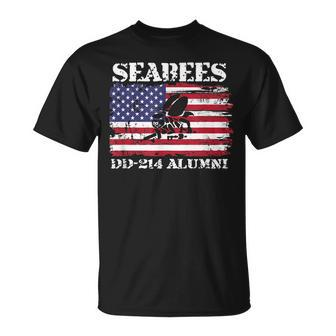Us Navy Seabees Veteran Gift Dd214 Military American Flag Unisex T-Shirt | Mazezy