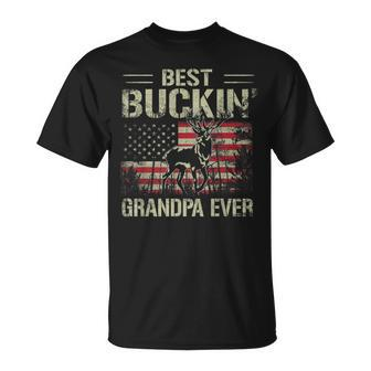 Usa Flag Best Buckin Grandpa Ever Deer Hunting Fathers Day Gift For Mens Unisex T-Shirt - Seseable