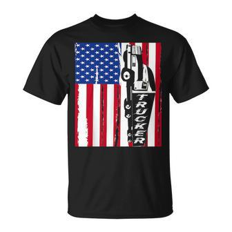 Usa Flag Truck Driver Design American Flag Trucker Unisex T-Shirt - Seseable