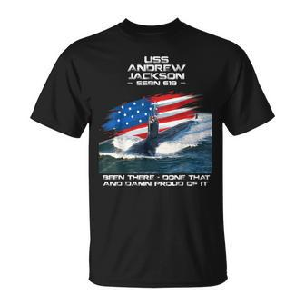 Uss Andrew Jackson Ssbn-619 American Flag Submarine Veteran T-Shirt - Seseable