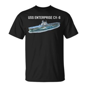 Uss Enterprise Cv-6 Aircraft Carrier World War Ii T-Shirt - Seseable