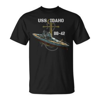 Uss Idaho Bb-42 Battleship Ww2 American Warship Veterans Day T-Shirt - Seseable