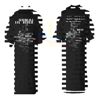 Uss Indiana Bb-58 Battleship Ww2 American Warship Veterans T-Shirt - Seseable