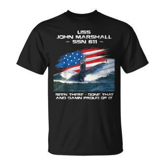 Uss John Marshall Ssn-611 American Flag Submarine Veteran T-Shirt - Seseable