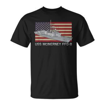 Uss Mcinerney Ffg-8 Ship Diagram American Flag T-Shirt - Seseable