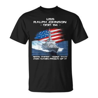 Uss Ralph Johnson Ddg-114 Destroyer Ship Usa Flag Veteran T-Shirt - Seseable