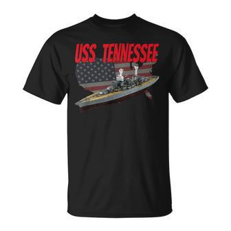 Uss Tennessee Bb-43 Ww2 War Veteran Battleship Dad Son Boy T-Shirt - Seseable