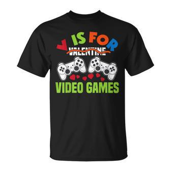 V Is For Video Games Valentines Day Gamer T-shirt - Seseable