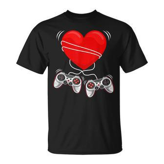 V Is For Video Games Valentines Day Love Gamer Boy Men T-Shirt - Seseable