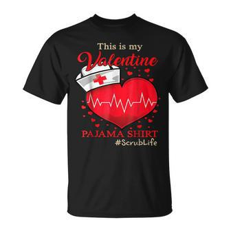 This Is My Valentine Nurse Cute Love Hearts Valentines Day T-shirt - Seseable