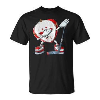 Valentines Day Dabbing Heart Hockey Stick Puck Boys Kids T-Shirt - Seseable
