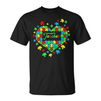 Valentines Day Teacher Autism Awareness 100 Days Heart V2 T-shirt - Thegiftio UK