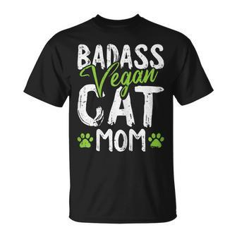 Vegan Cat Mom Mothersday Badass Mama Paw Print Kitten Lover Gift For Womens Unisex T-Shirt | Mazezy DE