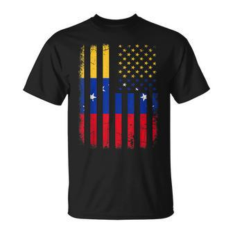 Venezuelan American Flag Venezuelan Roots Venezuela America Unisex T-Shirt | Mazezy