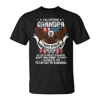 Im A Veteran Grandpa Proud Military Patriot Us Army Flag T-Shirt - Seseable