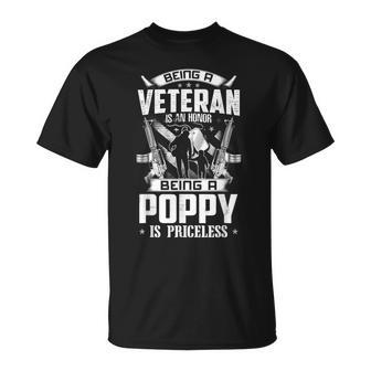 Mens Being A Veteran Is An Honor A Poppy Is Priceless Grandpa T-shirt - Seseable