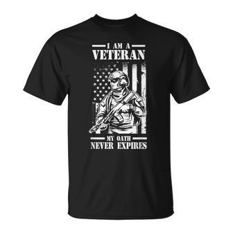 I Am A Veteran My Oath Never Expires American Flag Veterans T-Shirt - Seseable