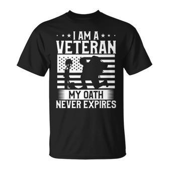 I Am A Veteran My Oath Never Expires American Flag Veterans V3 T-Shirt - Seseable