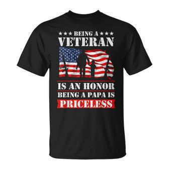 Veteran Papa Military Dad Army Fathers Day Gift Gift For Mens Unisex T-Shirt