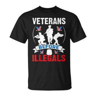 Veterans Before Illegals 4Th Of July Military Usa Soldier Unisex T-Shirt | Mazezy