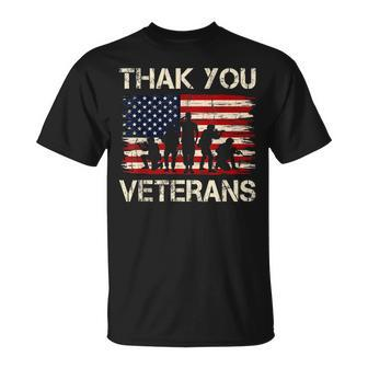 Veterans Day American Flag Thank You Veterans Proud Veteran T-Shirt - Seseable