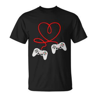 Video Gamer Valentines Day Tshirt With Controllers Heart Unisex T-Shirt - Monsterry UK