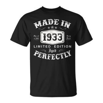 Vintage 1933 Made In 1933 90 Geburtstag Mann Frau 90 Jahre V2 T-Shirt - Seseable